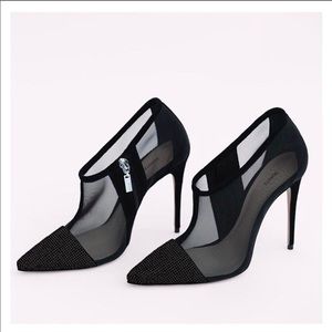 Never worn crystal high heel mesh bootie!